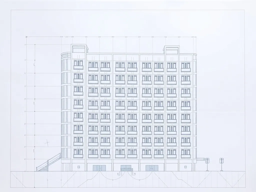 A technical architectural blueprint of a Singaporean HDB bui